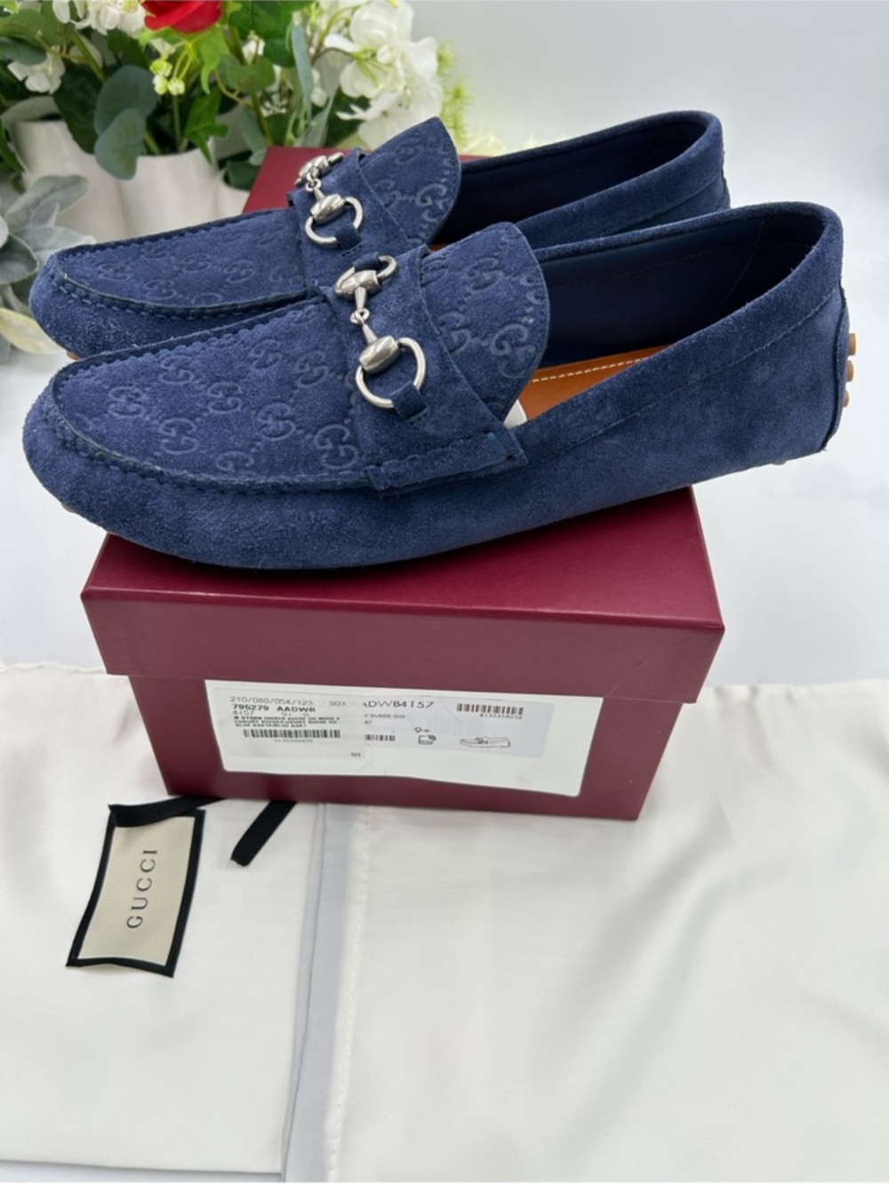 Men’s Gucci GG embossed suede driver loafer size 9.5 it’s 10.5 US made in Italy - Picture 4 of 11